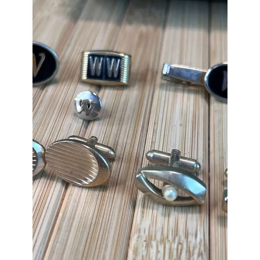 Vintage Cufflinks 7 Sets Swank Mens Jewelry Box Cuff Links Midcentury Retro